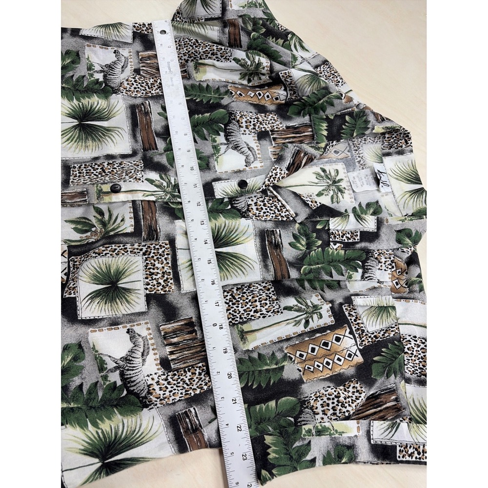 Vintage Kapilo Safari Print Button Up Shirt Large Tropical Zebra Leopard USA - Picture 4 of 6